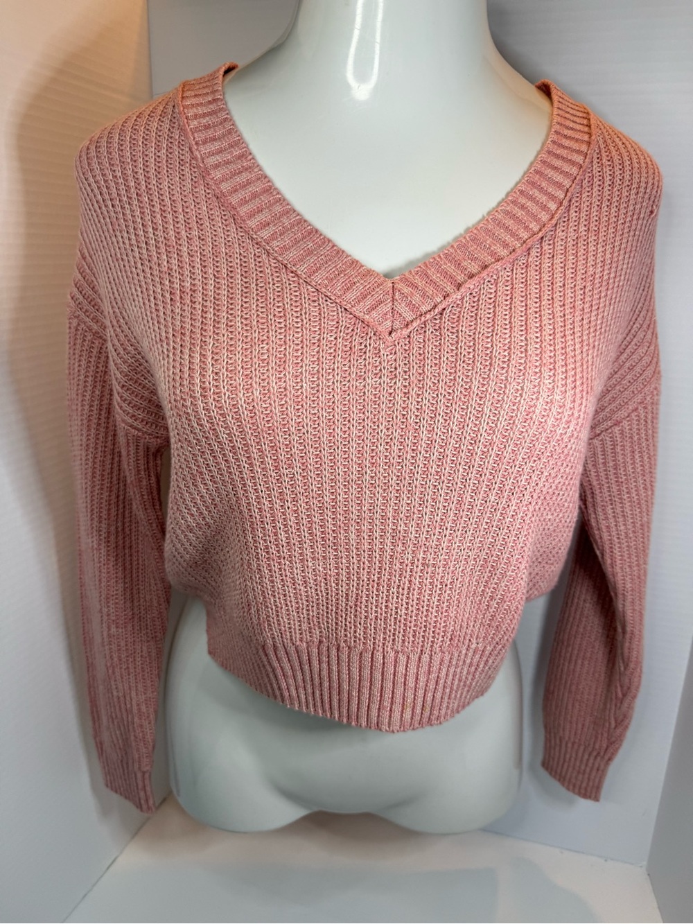 wild fable Dusty Rose V-Neck Ribbed Knit Sweater